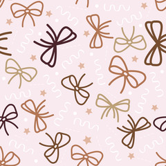 Obraz premium seamless pink ribbon with glitter confetti pattern background.eps