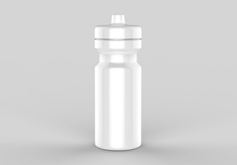 Sport sipper bottles for water isolated on grey background for mock up and template design. White blank bottle 3d render illustration.