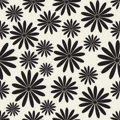 seamless monochrome flower pattern background