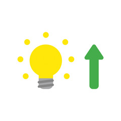 Flat design style vector concept of light bulb with arrow up