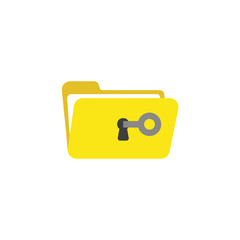 Flat design style vector concept of key unlock or open folder keyhole