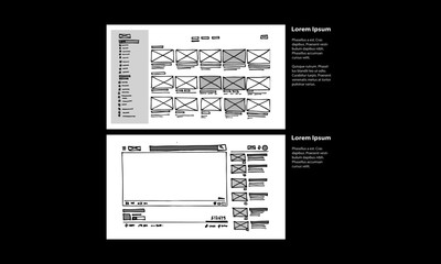 Website UI UX Design Hand Drawn Wire Frames
