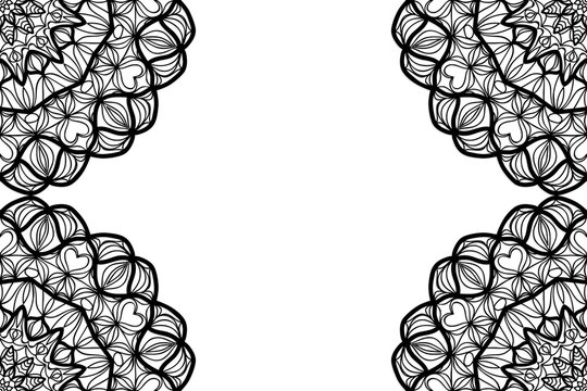 creative invitation card with mandala elements. black and white color. for greeting card, wedding invitation, yoga flyer. vector