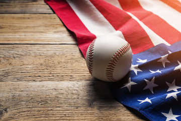 baseball with American flag in the background © tatomm