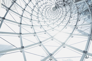 building construction of metal steel framework outdoors