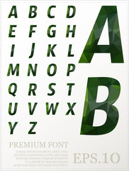 Green font Low poly on concept vector from A to Z with numbers and punctuation