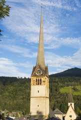 Fototapeta premium Bischofshofen, Pongau, Salzburger Land, Austria, typical Austrian bell tower