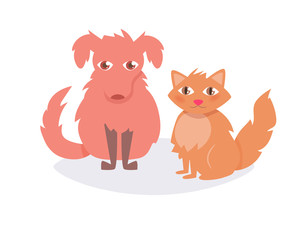 Cat and dog. Vector. Cartoon.