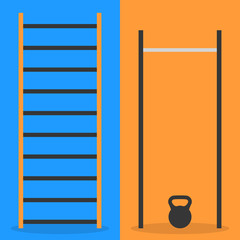 Flat design elements for gym and fitness, vector illustration.