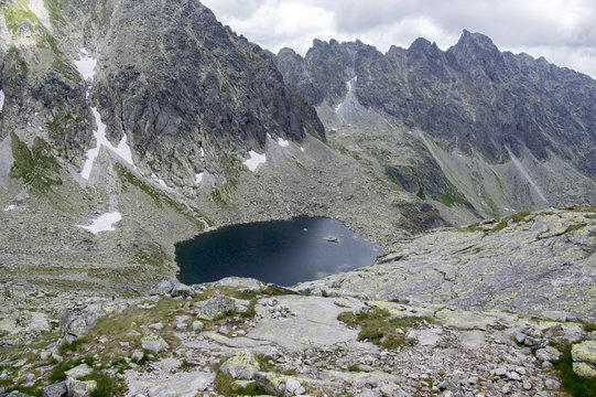 Valley in High Tatras, Mlynska Dolina, wild slovakia mountains, Capie pleso