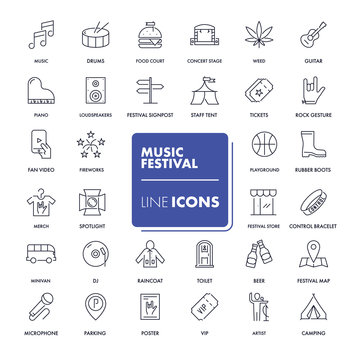 Line Icons Set. Music Festival