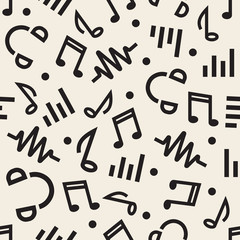 seamless monochrome music pattern background