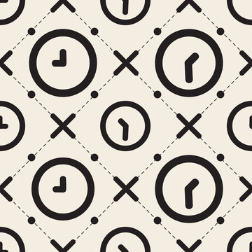 seamless monochrome  clock pattern background