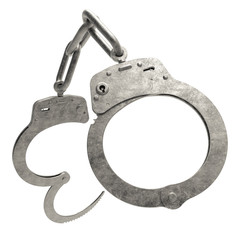 3d rendering of police handcuffs isolated on white background