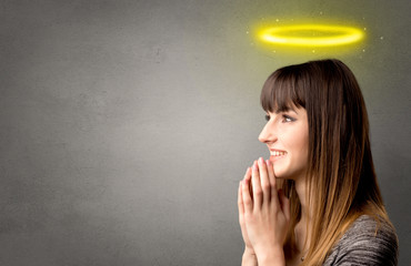 Praying girl concept