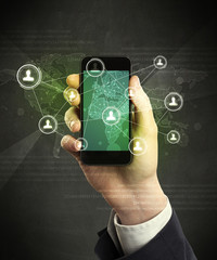 hand holding smartphone