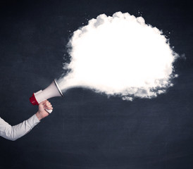 Megaphone with plain message cloud