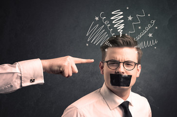 Leader pointing at employee