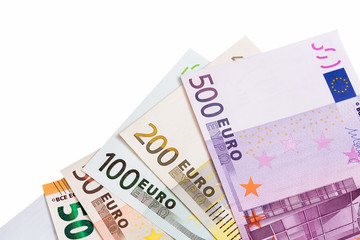 Euros located on white background.