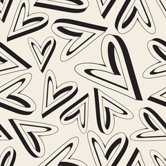 seamless monochrome heart pattern background