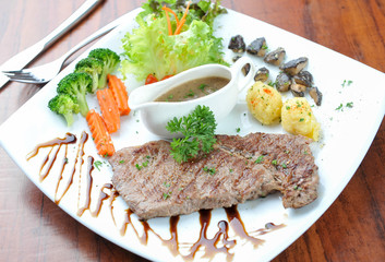 steak close up on plate