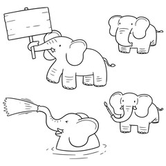 vector set of elephant