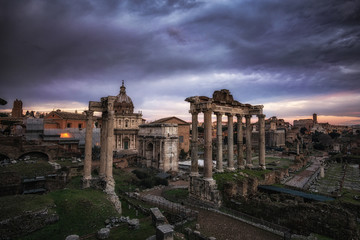 Fototapeta na wymiar Roman Forum at Sunset