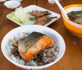 grilled salmon.  japanese food