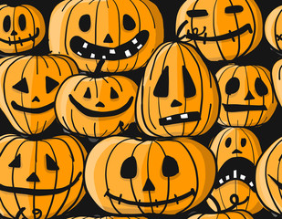 Halloween pumpkins, seamless pattern for your design