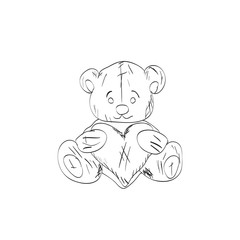 Fototapeta premium Teddy bear sketch. Drawing on a white background