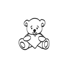 Teddy bear sketch. Drawing on a white background