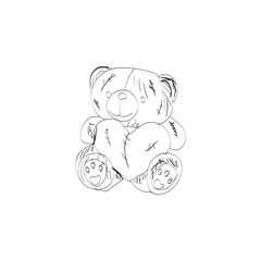 Teddy bear sketch. Drawing on a white background