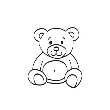 Teddy bear sketch. Drawing on a white background