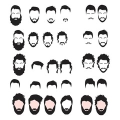 Hipster Vector Set, hair and beards,vector illustration set.