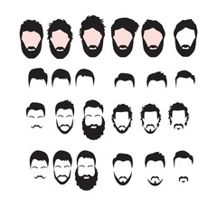 Hipster Vector Set, hair and beards,vector illustration set.