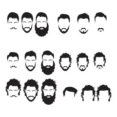 Hipster Vector Set, hair and beards,vector illustration set.
