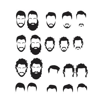 Hipster Vector Set, hair and beards,vector illustration set.