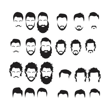 Hipster Vector Set, hair and beards,vector illustration set.