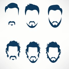 Hipster Vector Set, hair and beards,vector illustration set.