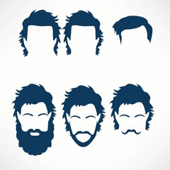 Hipster Vector Set, hair and beards,vector illustration set.