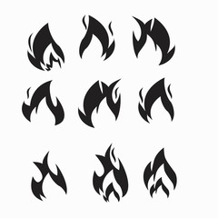 Fire flames, set icons