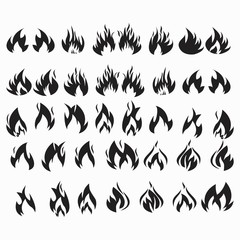 Obraz na płótnie Canvas Fire flames, set icons
