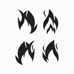 Fire flames, set icons