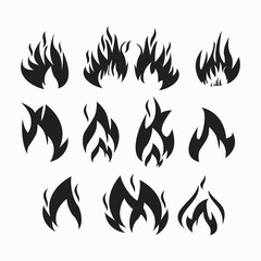 Fire flames, set icons