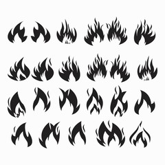 Fire flames, set icons