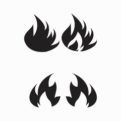 Fire flames, set icons