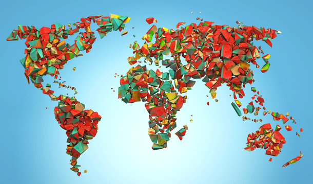 Planisfero in pezzi colorati, ecologia