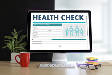 Digital HEALTH CHECK Concept working with computer interface as medical Healthcare