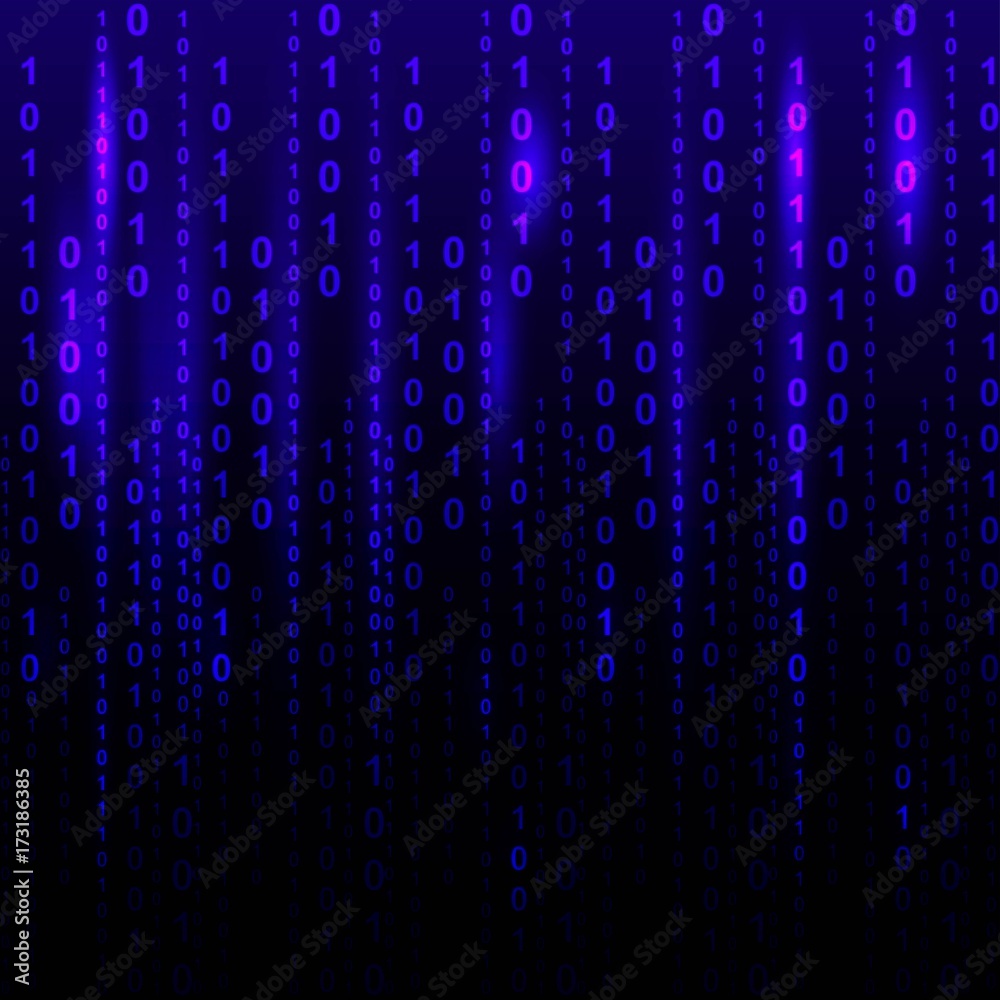 Poster abstract blue technology background. binary computer code