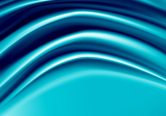 Abstract blue fabric satin wave with blank space luxury background vector illustration.